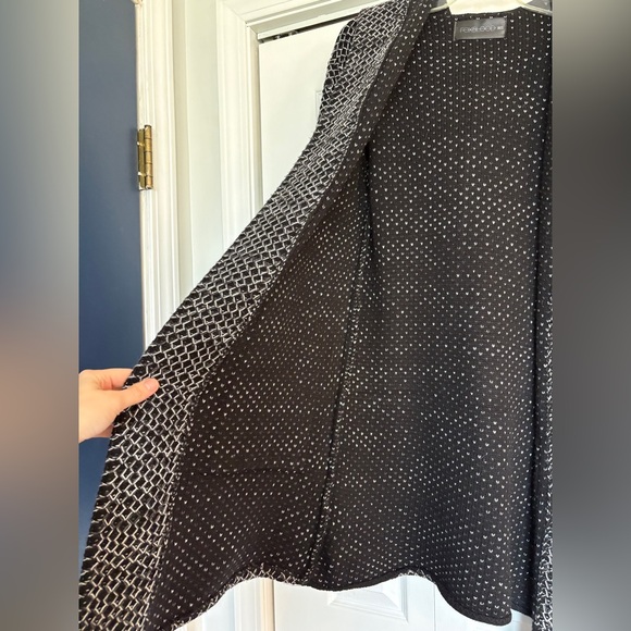 Foxblood Open Front Diamond Grey and White Hooded Cardigan Sweater - M/L - Picture 5 of 11